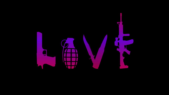 Black purple love gun banksy free wallpaper for desktop - medium preview image
