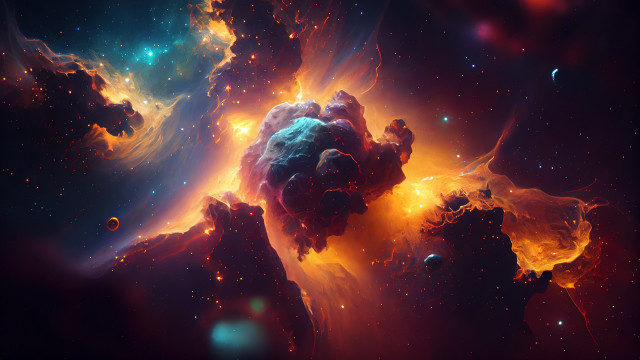 Colorful space cluster stars clouds free wallpaper for desktop - medium preview image