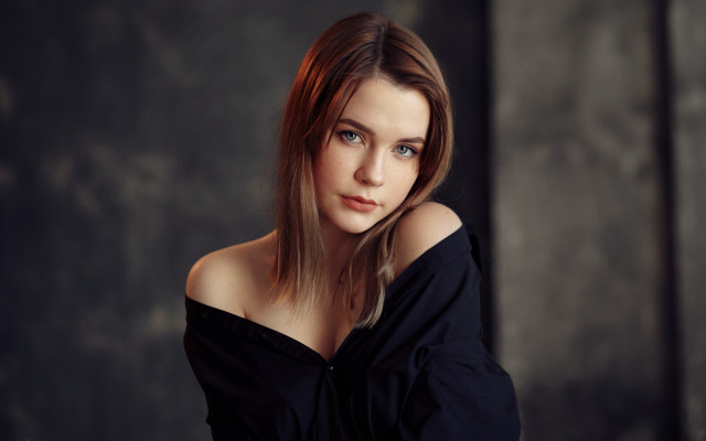 Elina karimova black shirt portrait free wallpaper for desktop - medium preview image