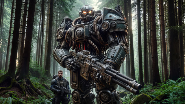 Man robot forest gun ants free wallpaper for desktop - medium preview image