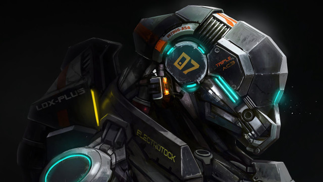Futuristic robot glowing eyes helmet free wallpaper for desktop - medium preview image