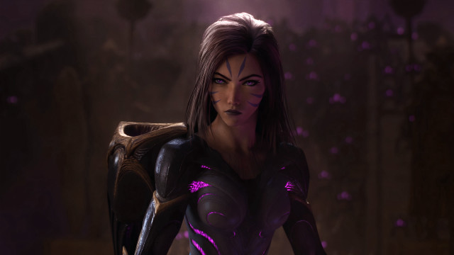 Futuristic woman armor glowing arm free wallpaper for desktop - medium preview image