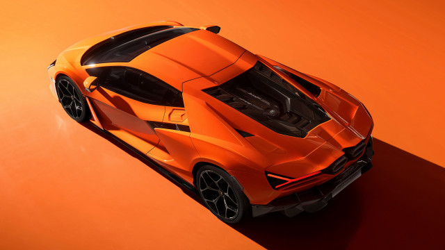 Orange sports car gradient shadow free wallpaper for desktop - medium preview image