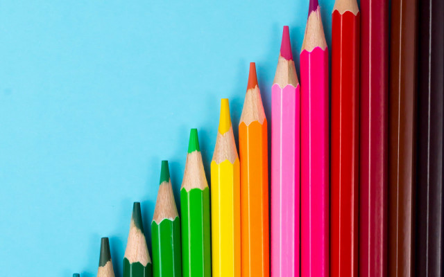 Colored pencils blue background middle free wallpaper for desktop - medium preview image