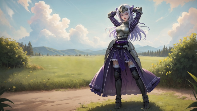 Woman purple dress field horizon free wallpaper for desktop - medium preview image