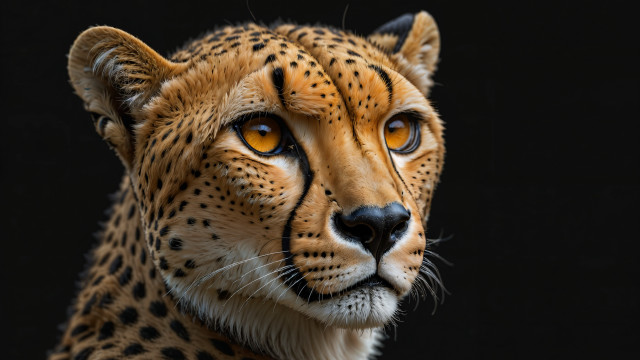 Cheetah yellow eyes black background free wallpaper for desktop - medium preview image