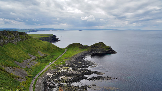 Scenic water road cliff beach free wallpaper for desktop - medium preview image