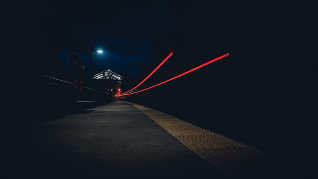 Train station night red lights free wallpaper for desktop - medium preview image