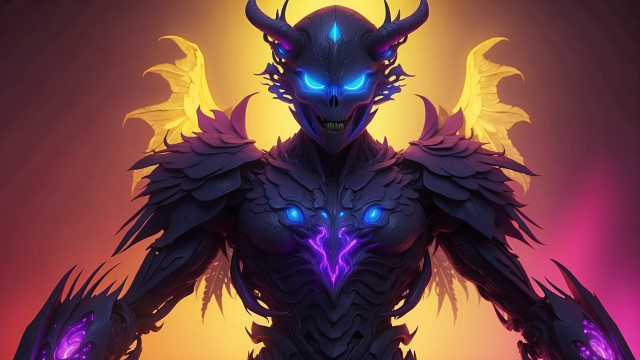 Demonic glowing eyes wings horns free wallpaper for desktop - medium preview image
