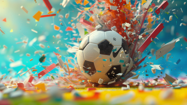 Soccer ball confetti streamers 3d free wallpaper for desktop - medium preview image