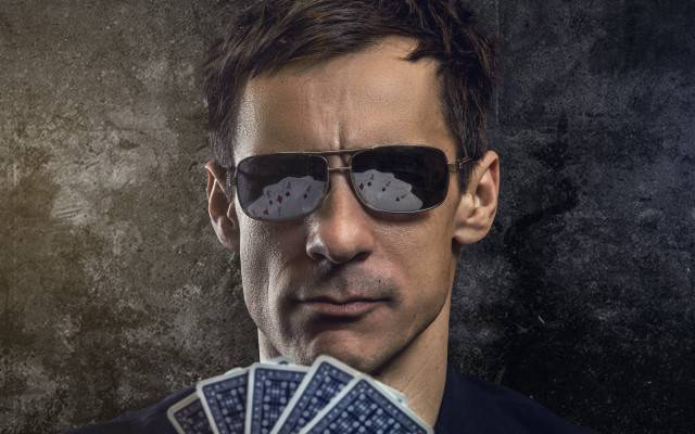 Man sunglasses playing cards astronaut free wallpaper for desktop - medium preview image