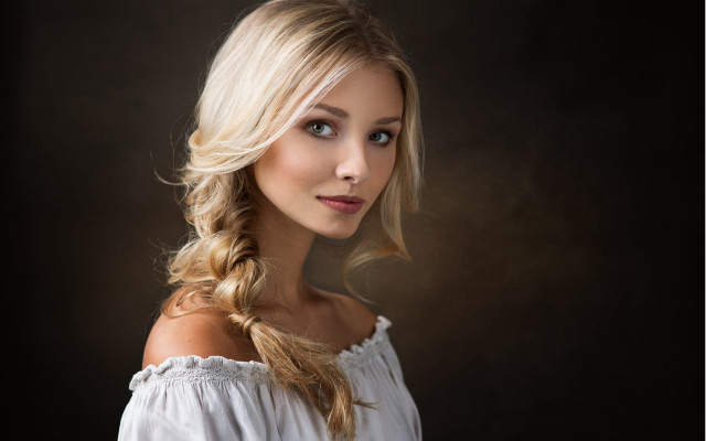 Anna katharina braid portrait photorealistic free wallpaper for desktop - medium preview image