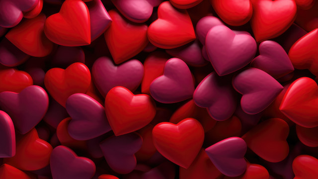 Red hearts 3d render romantic free wallpaper for desktop - medium preview image