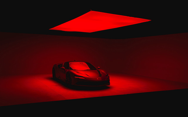Red sports car dark room #65 free wallpaper for desktop - medium preview image