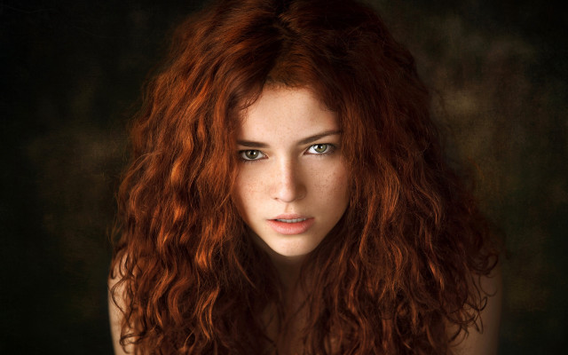 Red hair blue eyes portrait free wallpaper for desktop - medium preview image