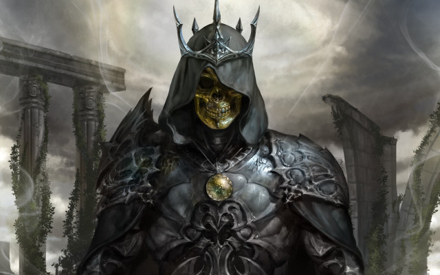 Skull crowned man fantasy armor free wallpaper for desktop - medium preview image