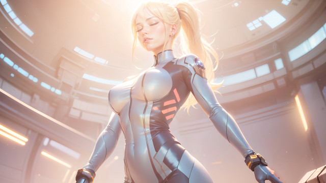 Futuristic suit woman cyberpunk artgerm free wallpaper for desktop - medium preview image