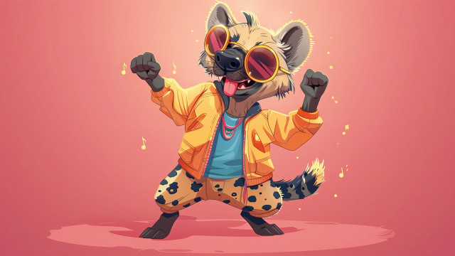 Raccoon dancing yellowjacket sunglasses furry free wallpaper for desktop - medium preview image