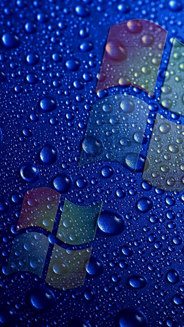 Blue surface water droplets windows free wallpaper for mobile - medium preview image