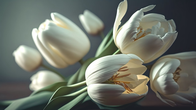 White flowers vase table dark free wallpaper for desktop - medium preview image