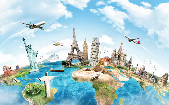 World diversity plane flying statue free wallpaper for desktop - medium preview image