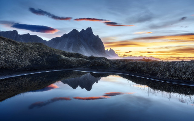 Mountain range lake sunset clouds #3 free wallpaper for desktop - medium preview image