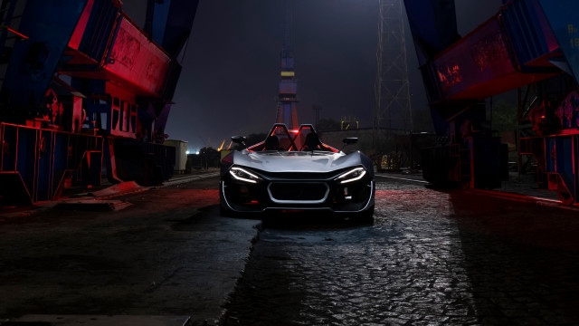 Car night street redlight tower free wallpaper for desktop - medium preview image