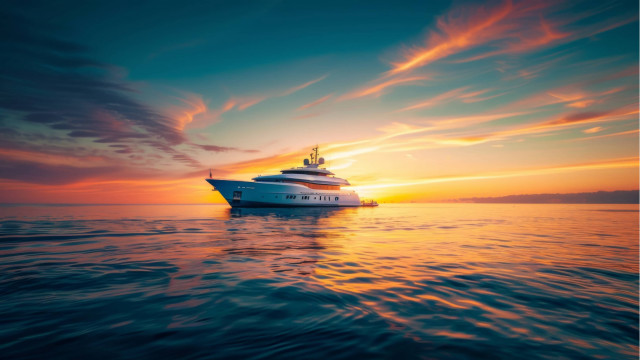 Boat sunset ocean clouds horizon #2 free wallpaper for desktop - medium preview image