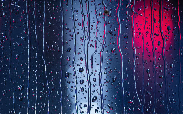 Rainy window red light night free wallpaper for desktop - medium preview image