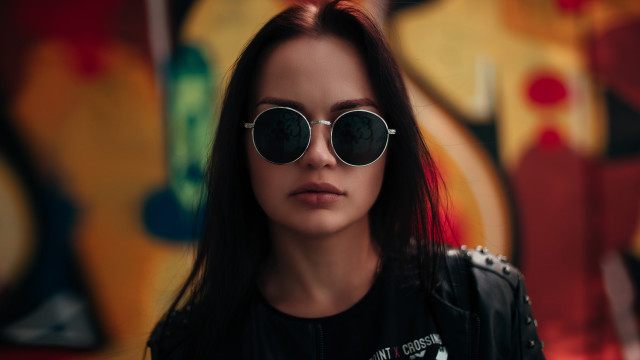 Woman sunglasses red hair black free wallpaper for desktop - medium preview image