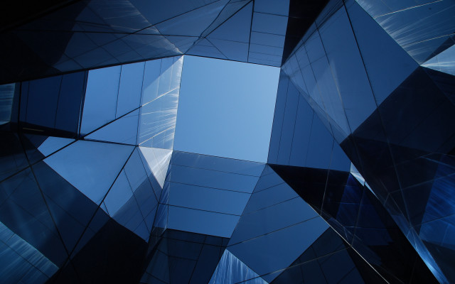 Tall building windows blue sky free wallpaper for desktop - medium preview image