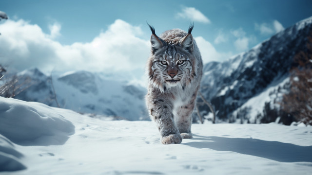 Lynx snow mountains clouds beauty free wallpaper for desktop - medium preview image