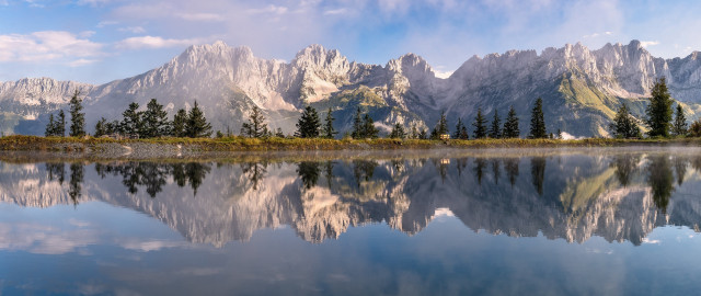 Mountain lake forest bridge castle free wallpaper for desktop - medium preview image