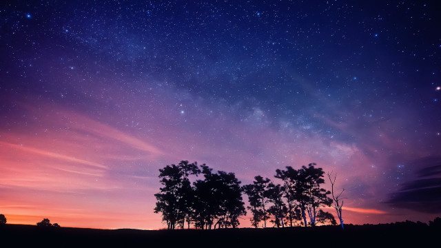 Night sky stars purple blue free wallpaper for desktop - medium preview image