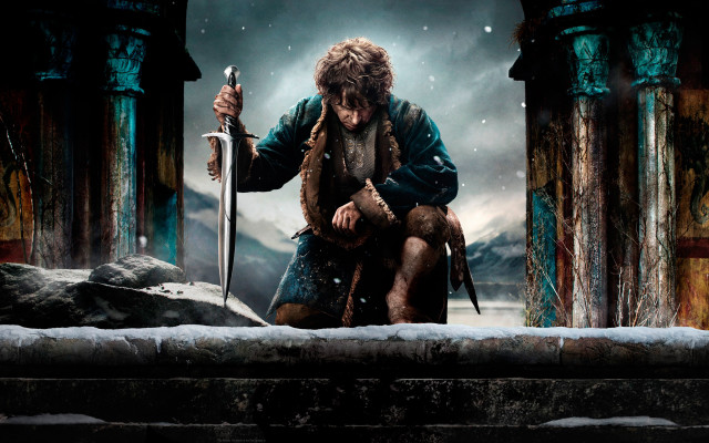 Man sitting sword snowy landscape free wallpaper for desktop - medium preview image