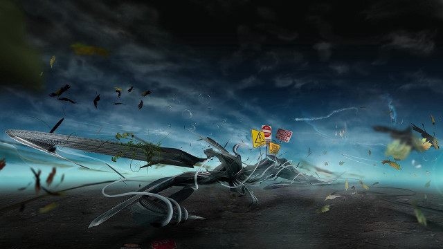 Flying robot flag back flag free wallpaper for desktop - medium preview image