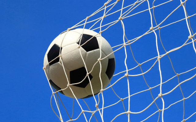 Soccer ball net goal blue free wallpaper for desktop - medium preview image