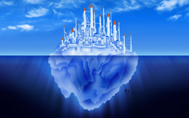 Floating iceberg castle ocean blue free wallpaper for desktop - medium preview image