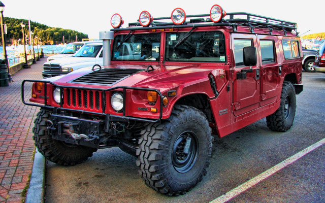 Red jeep parking lot epic free wallpaper for desktop - medium preview image