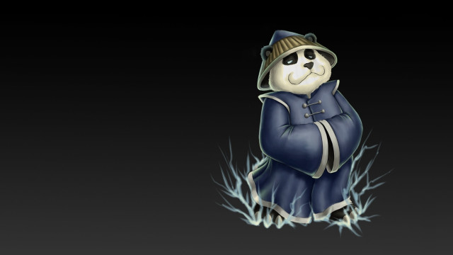 Panda blue outfit hat dark free wallpaper for desktop - medium preview image