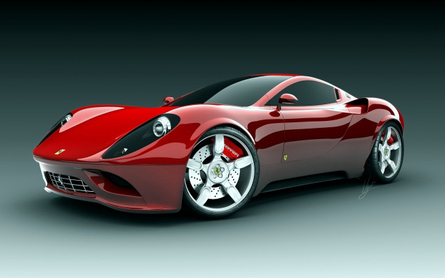Red sports car studio render free wallpaper for desktop - medium preview image