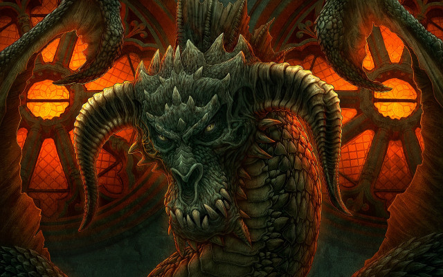 Dragon glowing water red background free wallpaper for desktop - medium preview image