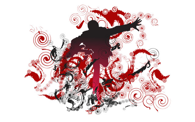 Dancing man red black swirls free wallpaper for desktop - medium preview image