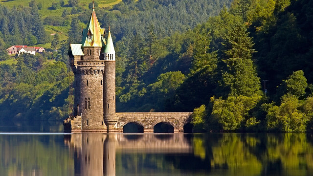 Castle clock tower lake forest free wallpaper for desktop - medium preview image