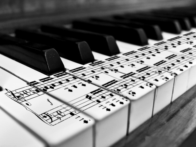 Piano musical notes black white #4 free wallpaper for desktop - medium preview image