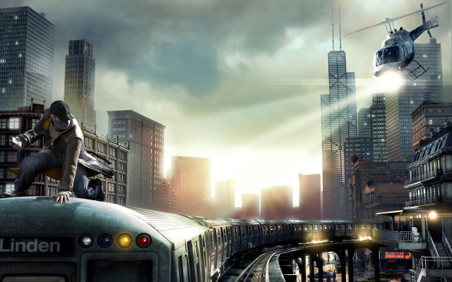 Afrofuturism cityscape train helicopter night free wallpaper for desktop - medium preview image