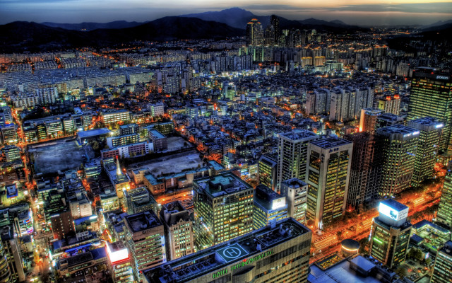 Tokyo night cityscape lights mountains free wallpaper for desktop - medium preview image