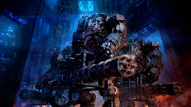 Giant robot massive gun futuristic free wallpaper for desktop - medium preview image