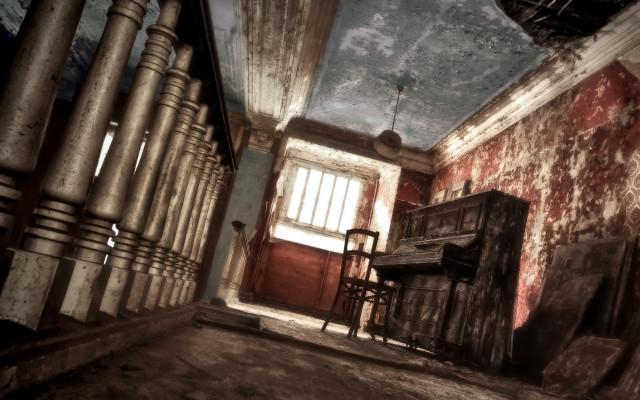 Room piano chair window door free wallpaper for desktop - medium preview image