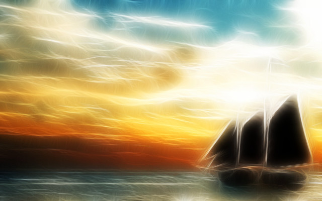 Sailboat sunset clouds light rays free wallpaper for desktop - medium preview image